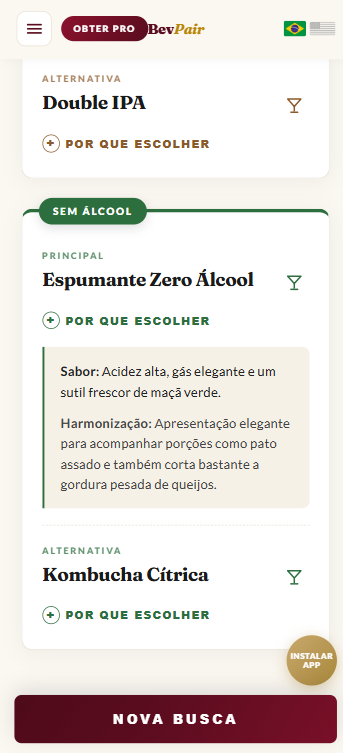 BevPair - Resultado cerveja e sem álcool